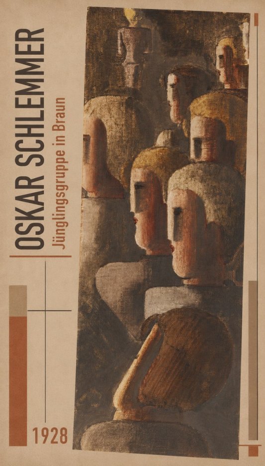 Oskar Schlemmer Jünglingsgruppe in Braun No2 - Póster
