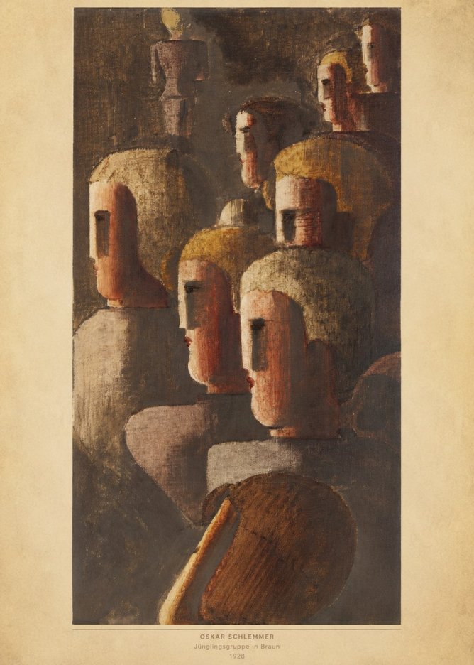 Oskar Schlemmer Jünglingsgruppe in Braun No4 - Póster