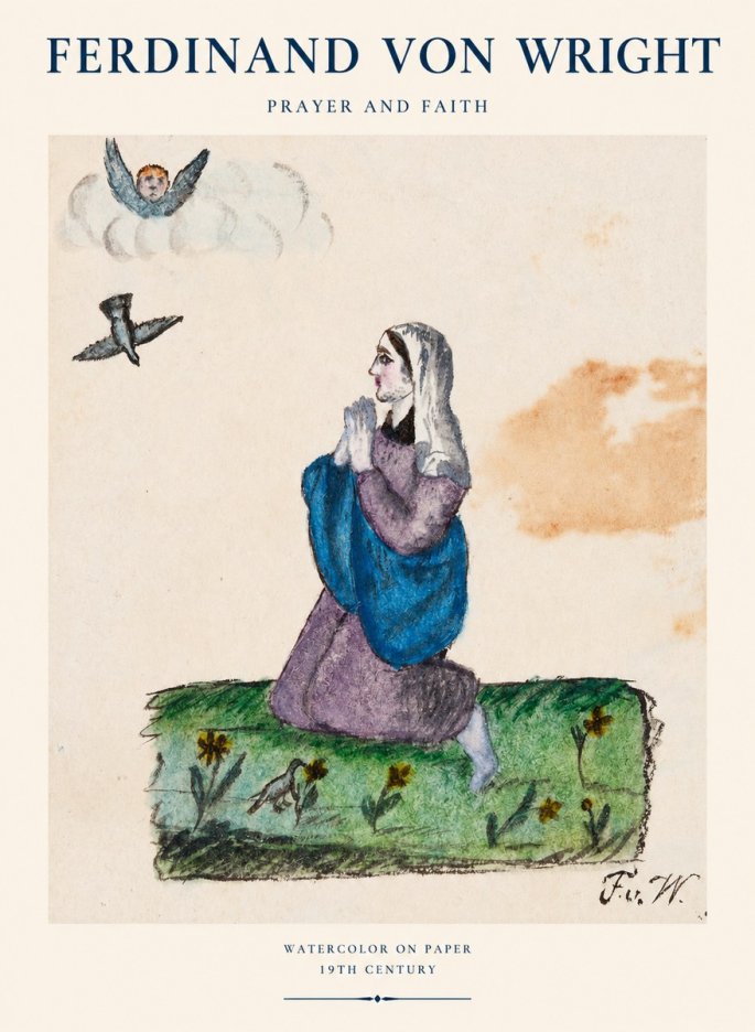 Ferdinand von Wright A Woman in Prayer No2 - Póster