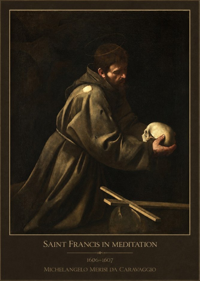 Michelangelo Merisi da Caravaggio Saint Francis in Meditation I No1 - Póster