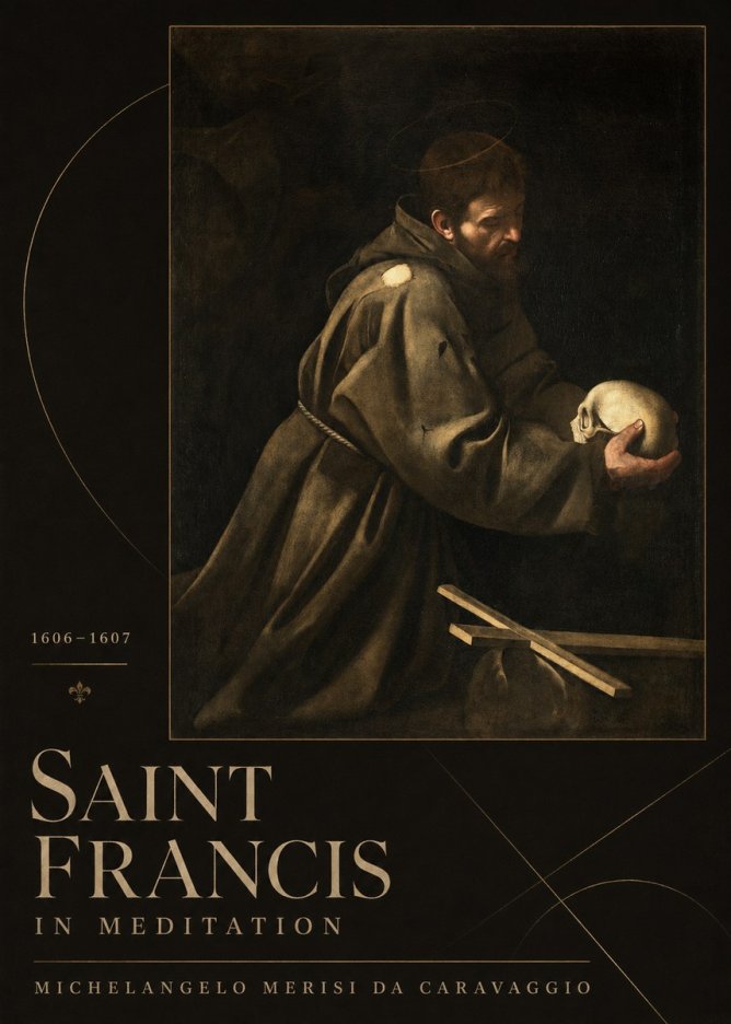 Michelangelo Merisi da Caravaggio Saint Francis in Meditation I No3 - Póster