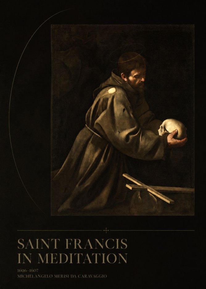 Michelangelo Merisi da Caravaggio Saint Francis in Meditation I No5 - Póster