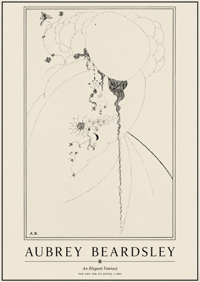 Aubrey Beardsley An Elegant Fantasy No1 - Póster