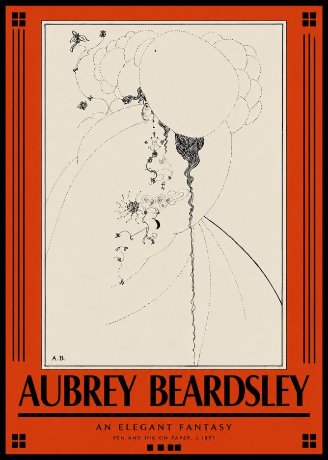 Aubrey Beardsley An Elegant Fantasy No3 - Póster