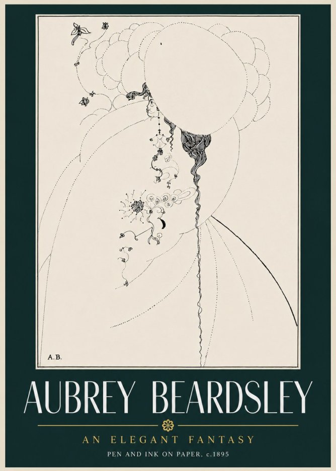 Aubrey Beardsley An Elegant Fantasy No4 - Póster