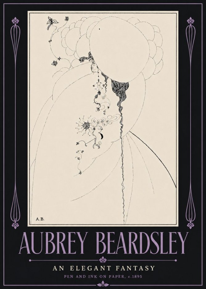 Aubrey Beardsley An Elegant Fantasy No6 - Póster