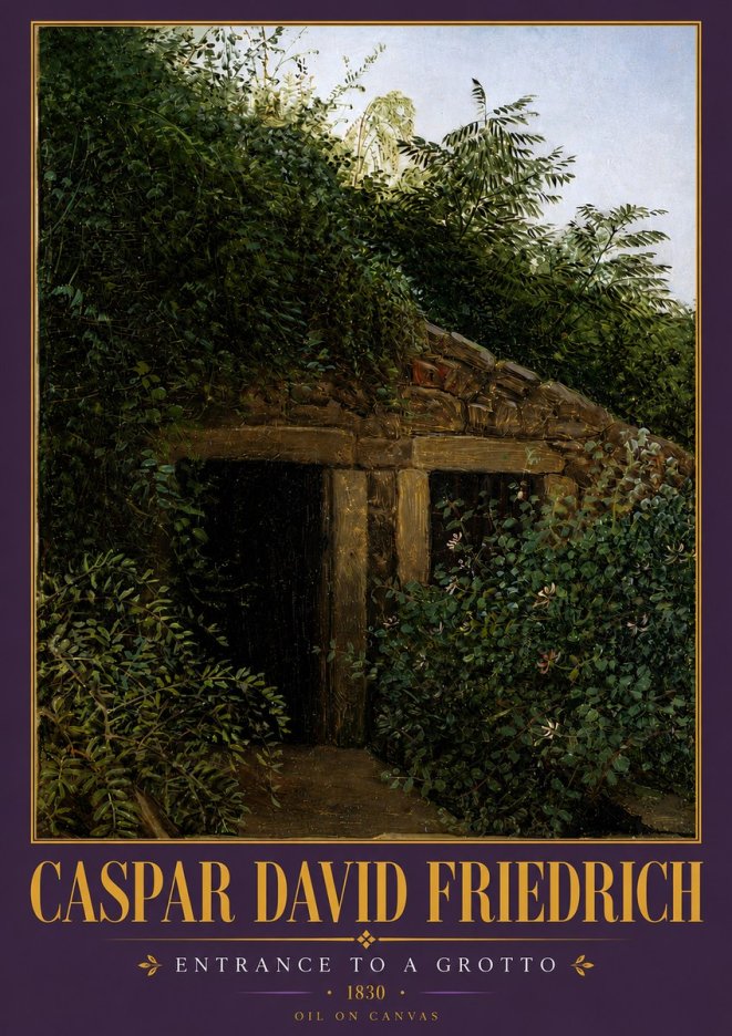 Caspar David Friedrich Entrance to a Grotto No5 - Póster
