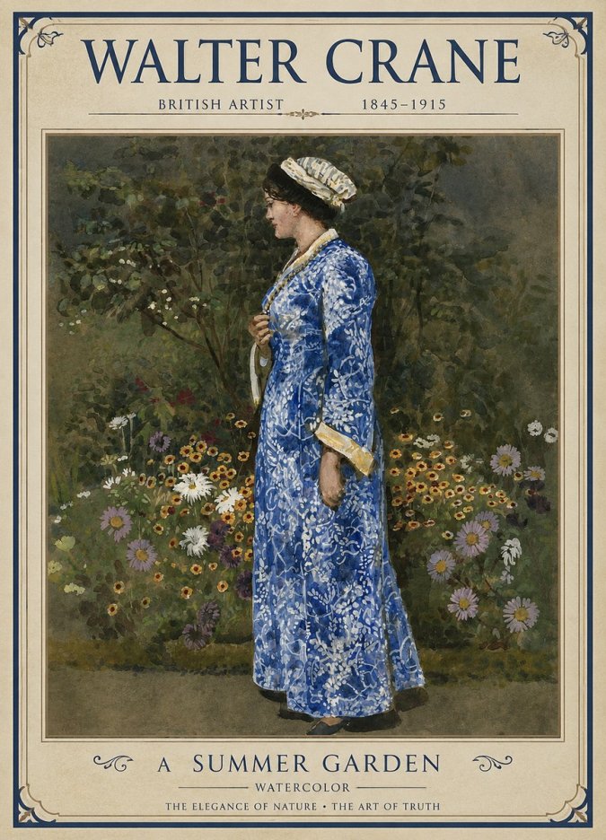Walter Crane A Summer Garden No1 - Póster
