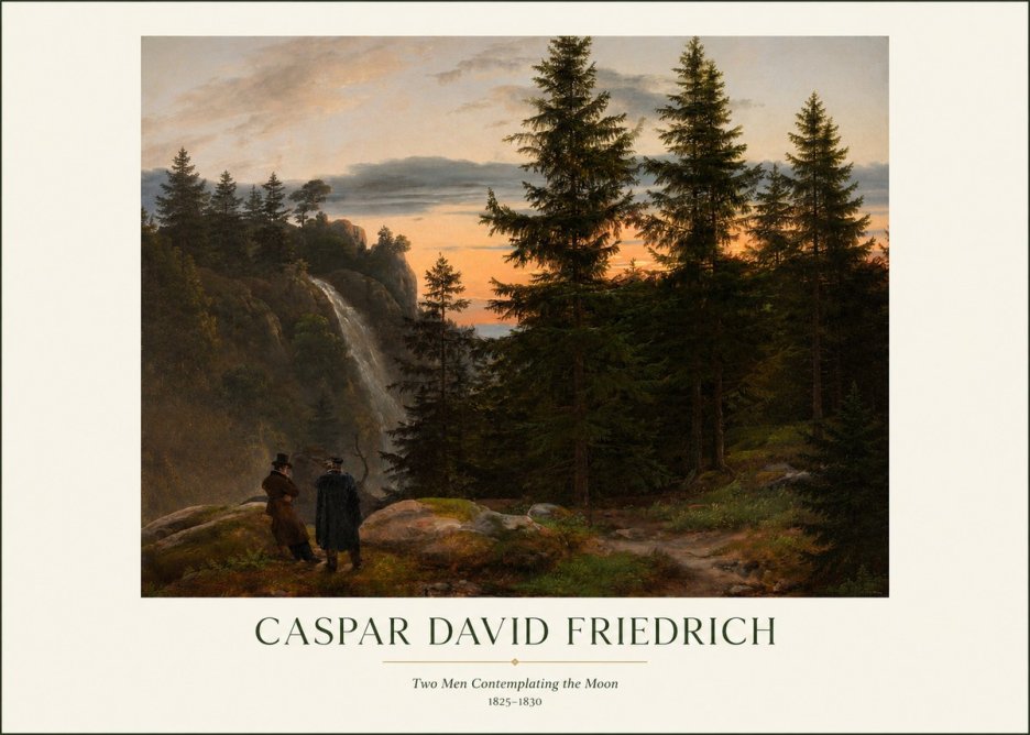 Caspar David Friedrich Two Men Contemplating the Moon I No1 - Póster