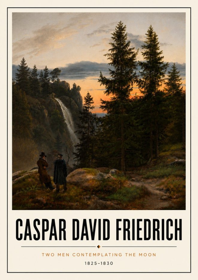 Caspar David Friedrich Two Men Contemplating the Moon I No5 - Póster