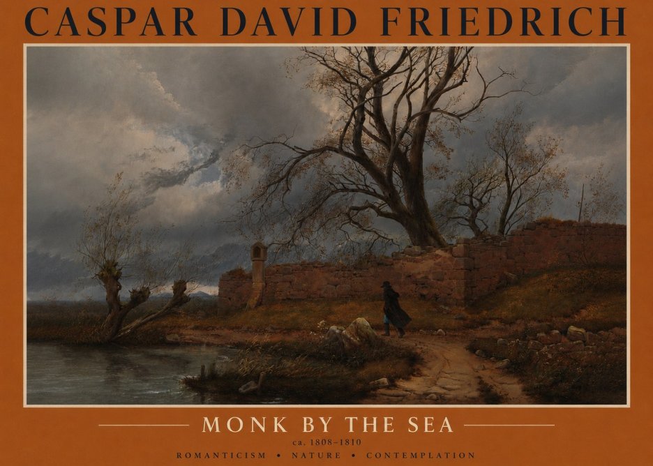 Caspar David Friedrich Autumn Landscape with Ruin No3 - Póster