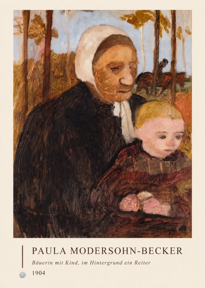 Paula Modersohn-Becker Bäuerin Mit Kind, Im Hintergrund Ein Reiter No4 - Póster