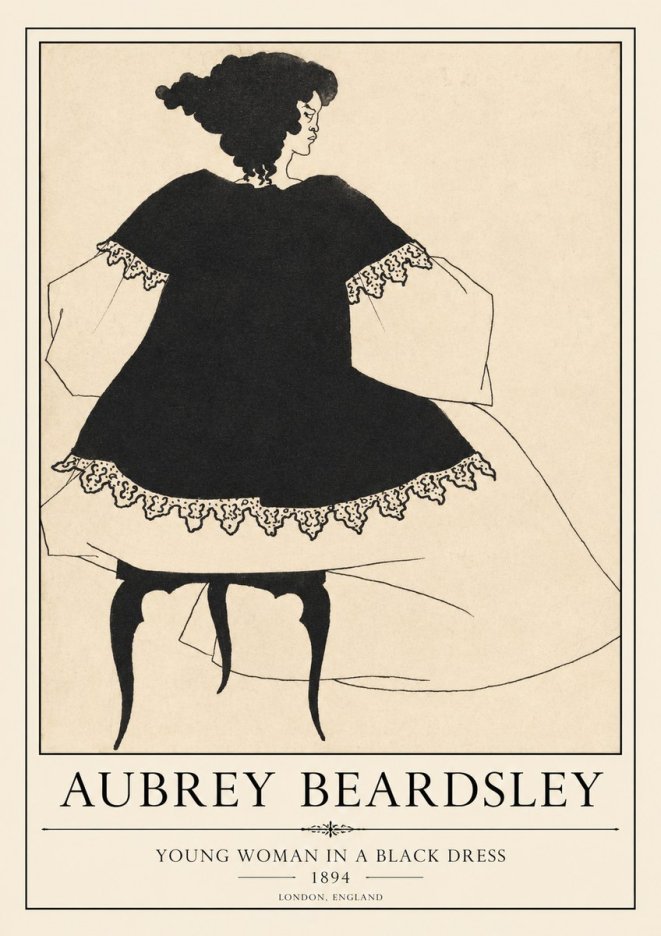 Aubrey Beardsley Woman in a Dress No2 - Póster