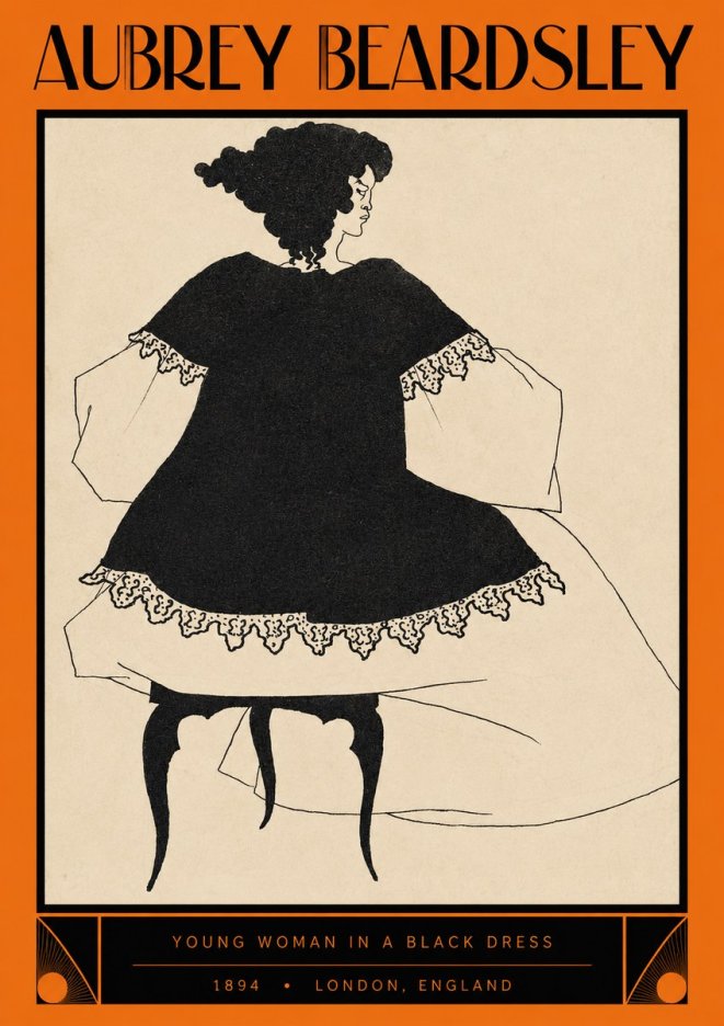 Aubrey Beardsley Woman in a Dress No3 - Póster
