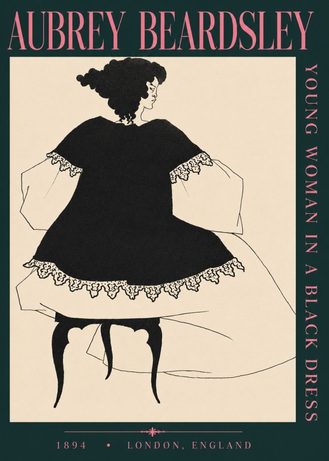 Aubrey Beardsley Woman in a Dress No4 - Póster