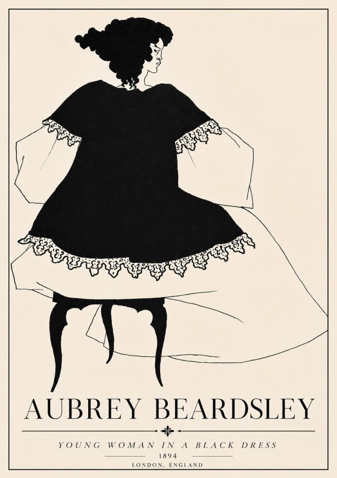 Aubrey Beardsley Woman in a Dress No6 - Póster