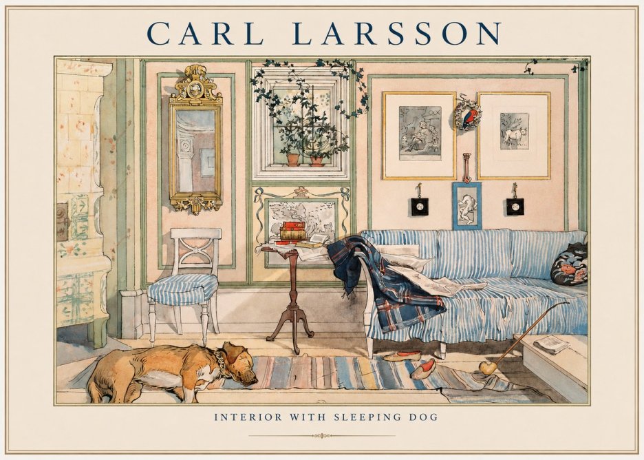 Carl Larsson Interior with Sleeping Dog No1 - Póster