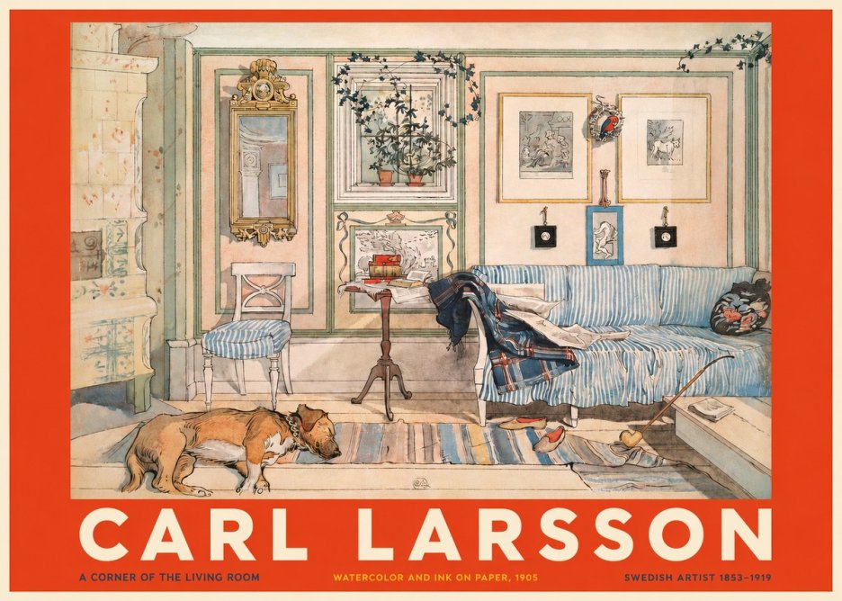 Carl Larsson Interior with Sleeping Dog No5 - Póster