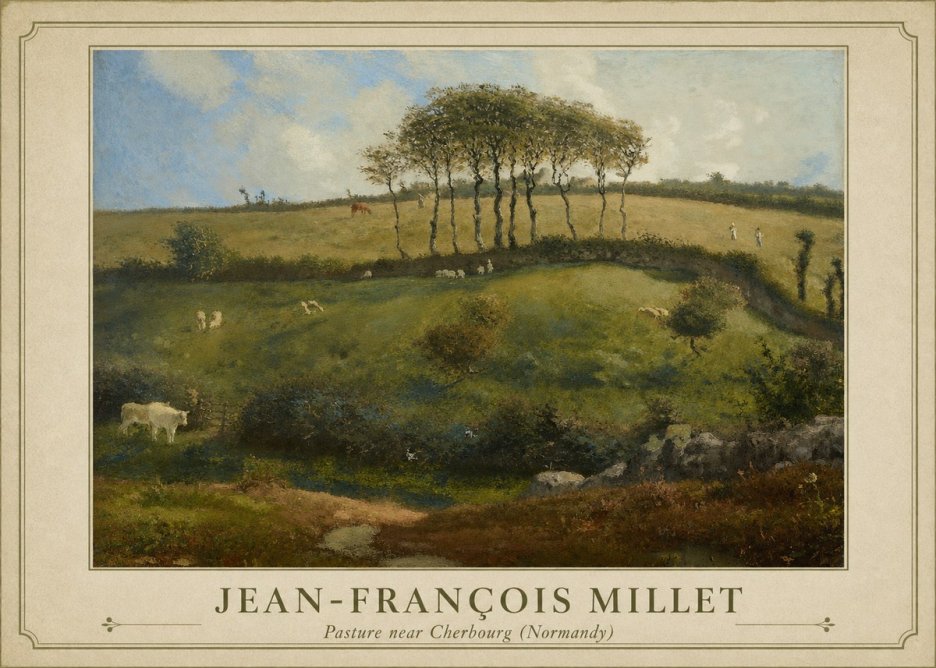 Jean-François Millet Pasture Near Cherbourg (Normandy) No1 - Póster