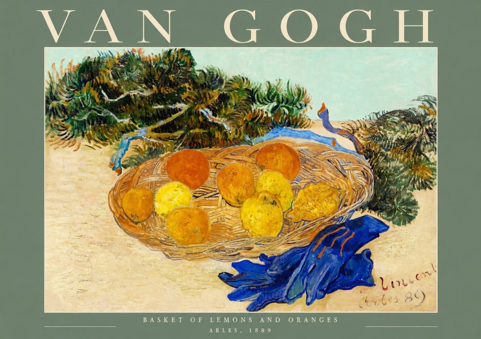 Van Gogh Basket of Lemons and Oranges No2 - Póster
