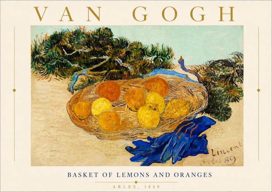 Van Gogh Basket of Lemons and Oranges No6 - Póster
