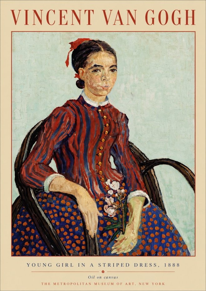Van Gogh Young Girl in a Striped Dress, 1888 No5 - Póster