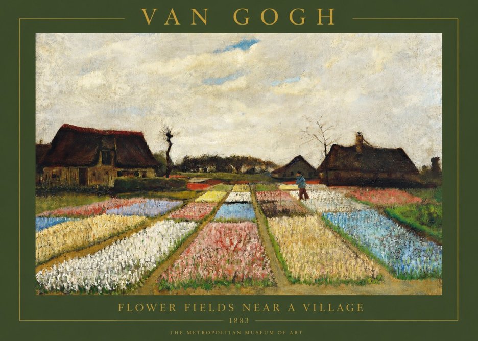 Van Gogh Flower Fields Near a Village No2 - Póster