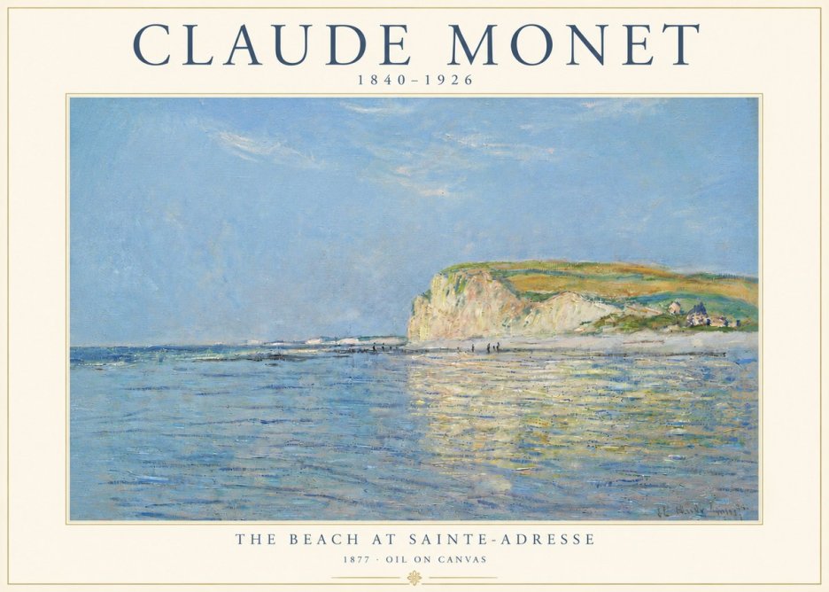 Monet The Beach at Sainte-adresse III No4 - Póster