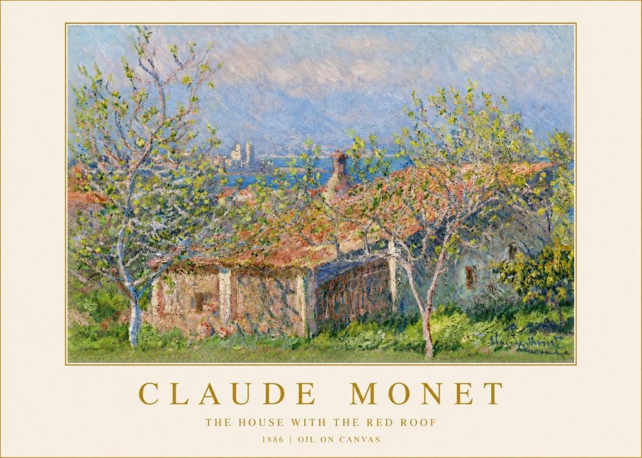 Monet The House with the Red Roof No2 - Póster