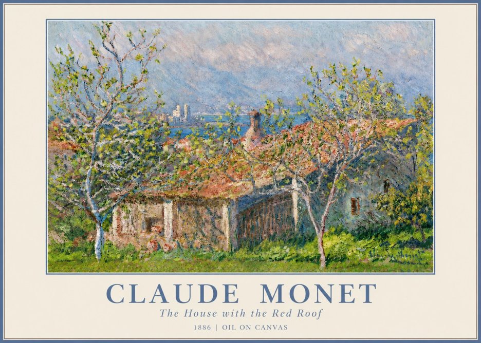 Monet The House with the Red Roof No3 - Póster