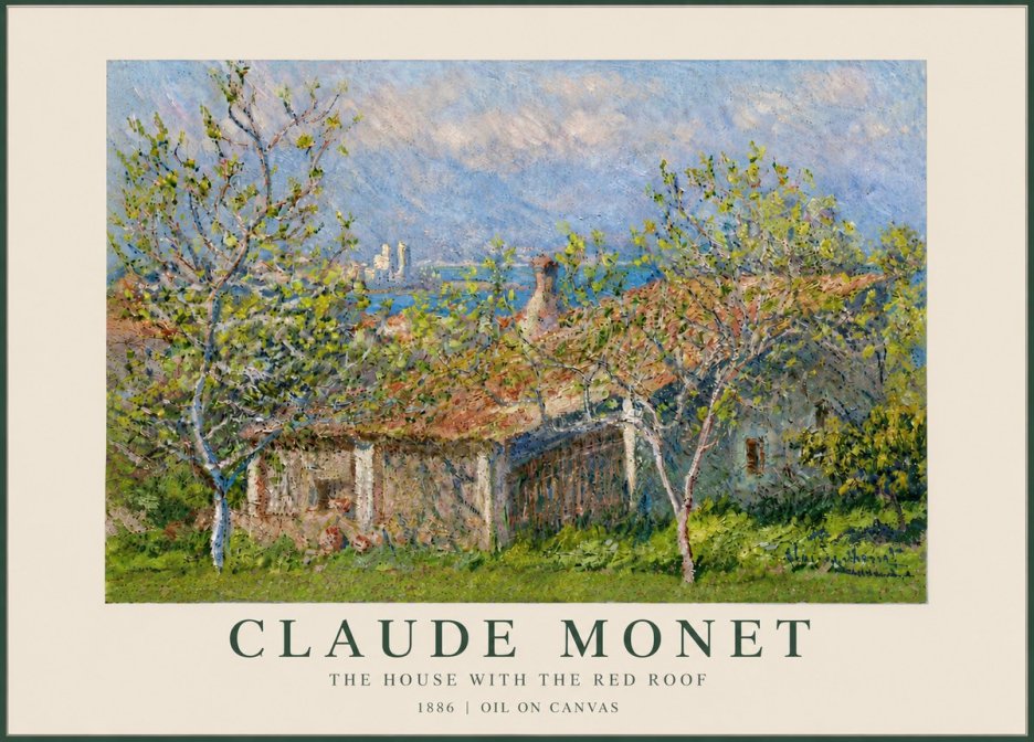 Monet The House with the Red Roof No6 - Póster