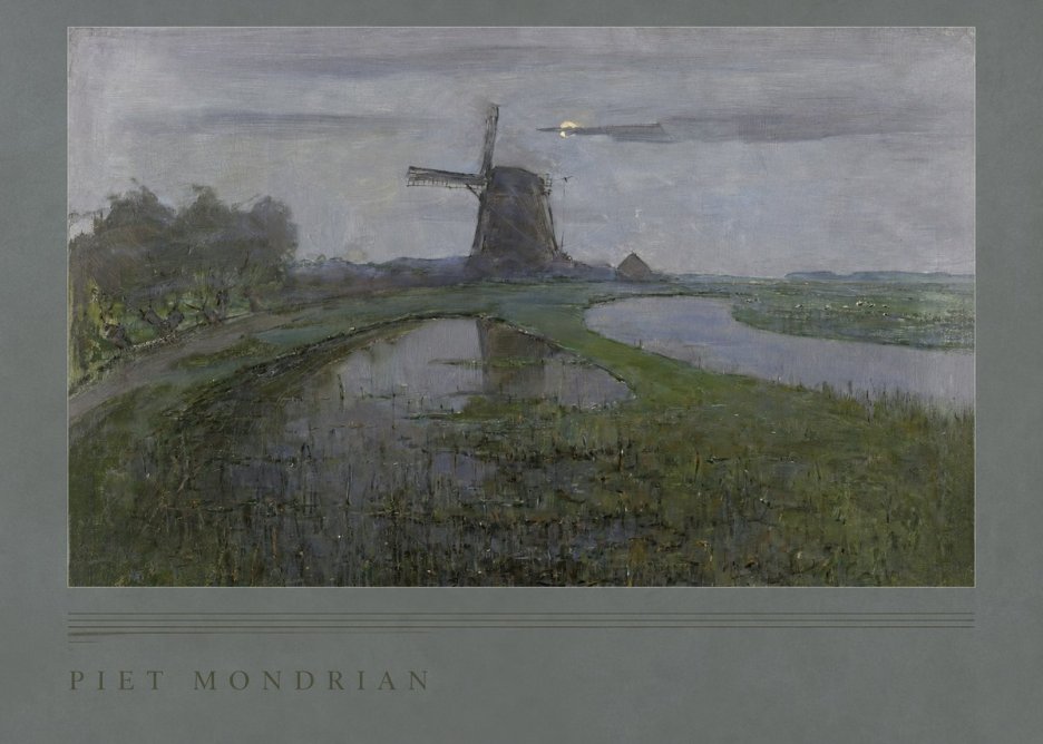 Piet Mondrian Windmill by the Water II No2 - Póster