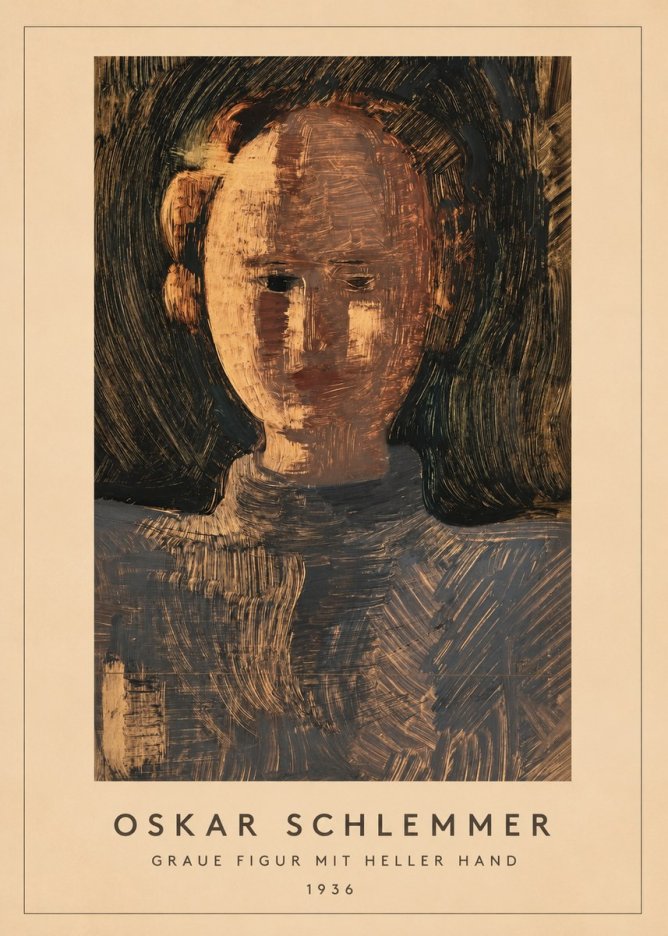 Oskar Schlemmer Graue Figur Mit Heller Hand No3 - Póster