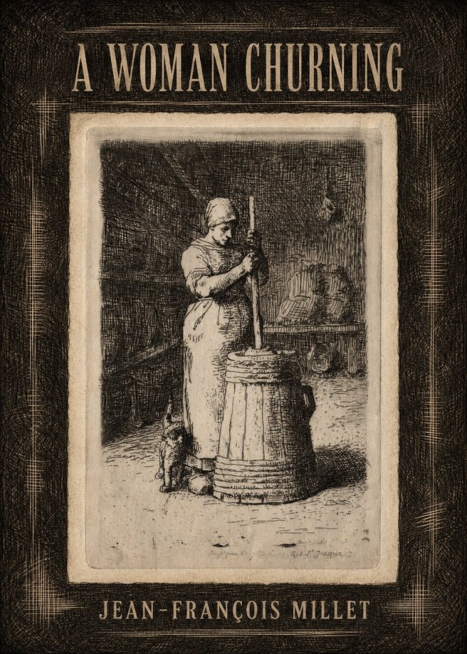 Jean-François Millet A Woman Churning No4 - Póster