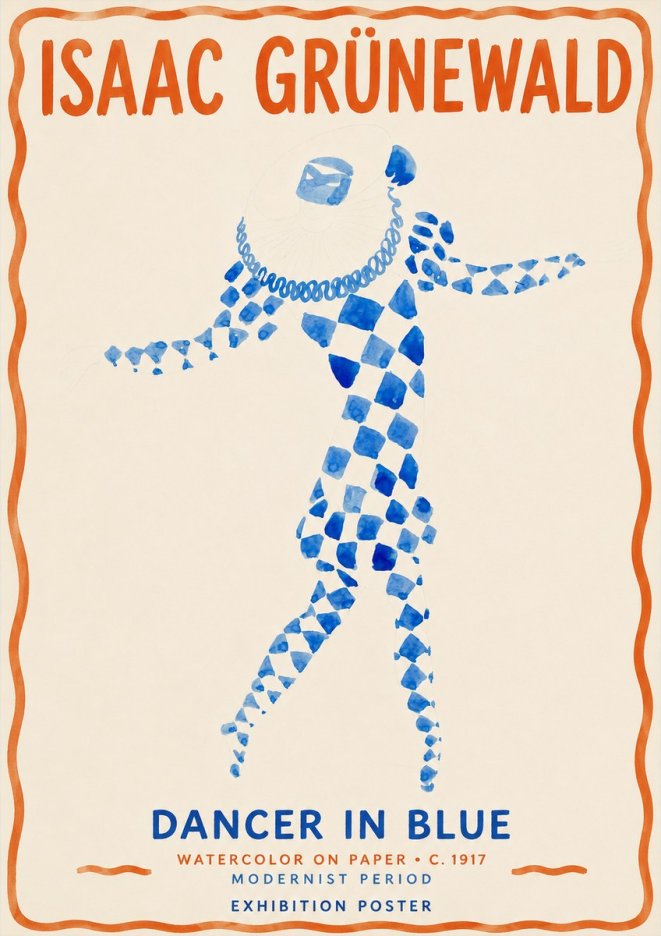 Isaac Grünewald Dancer in Blue No2 - Póster