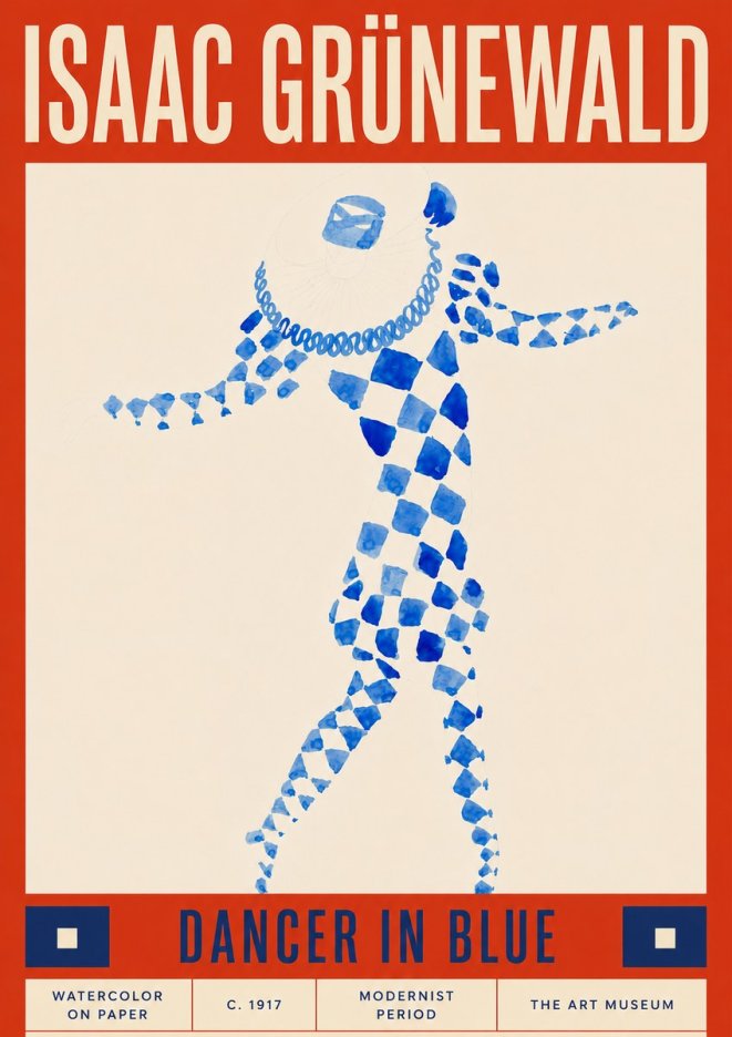 Isaac Grünewald Dancer in Blue No6 - Póster