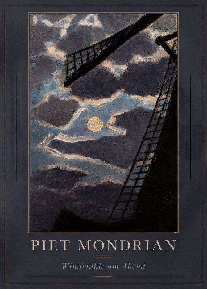 Piet Mondrian Windmühle Am Abend II No1 - Póster