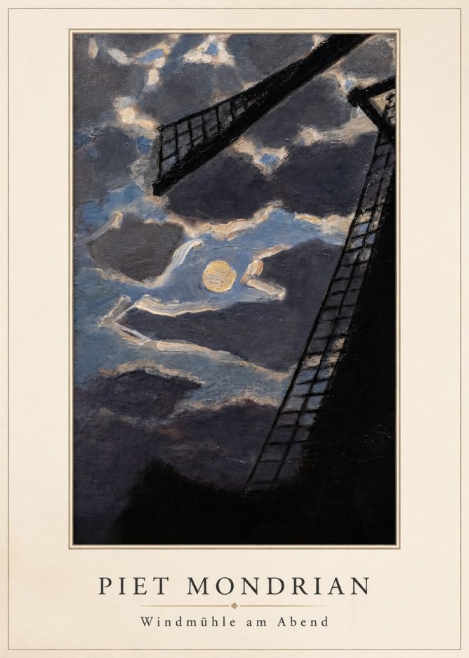 Piet Mondrian Windmühle Am Abend II No3 - Póster