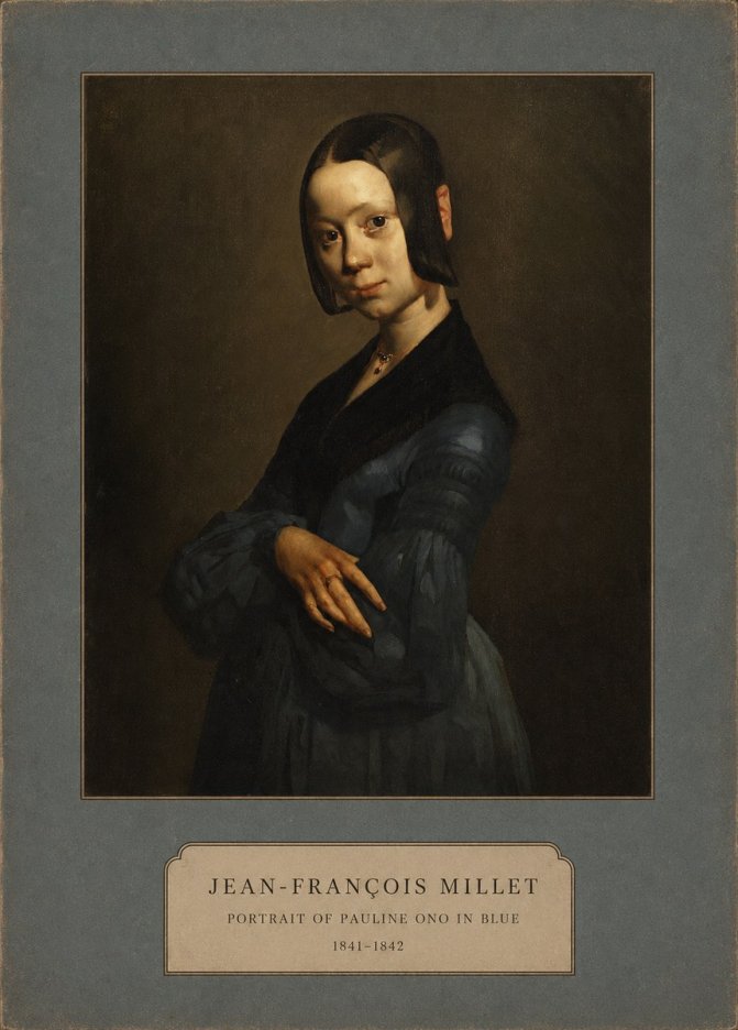 Jean-François Millet Portrait of Pauline Ono in Blue No2 - Póster