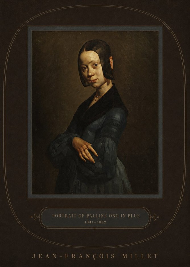 Jean-François Millet Portrait of Pauline Ono in Blue No4 - Póster