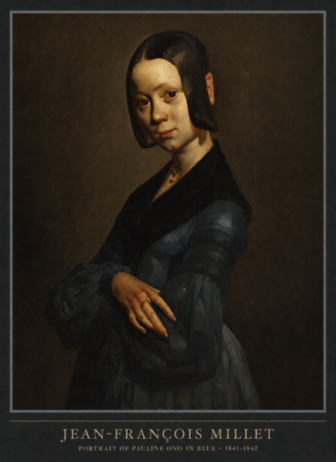 Jean-François Millet Portrait of Pauline Ono in Blue No6 - Póster