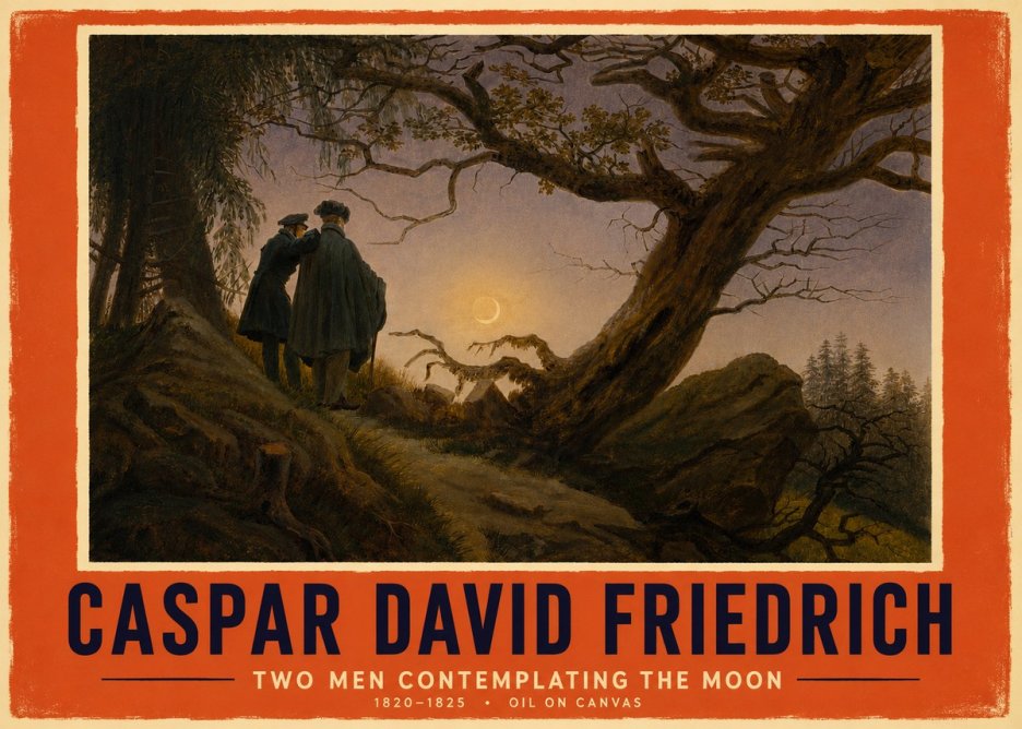 Caspar David Friedrich Two Men Contemplating the Moon II No4 - Póster
