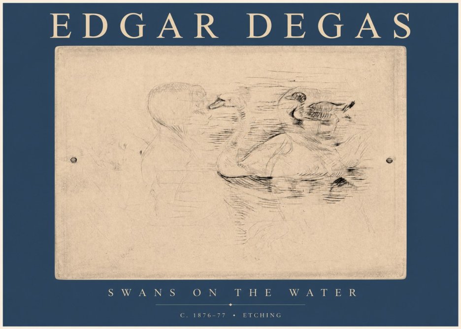 Edgar Degas Swans on the Water No2 - Póster
