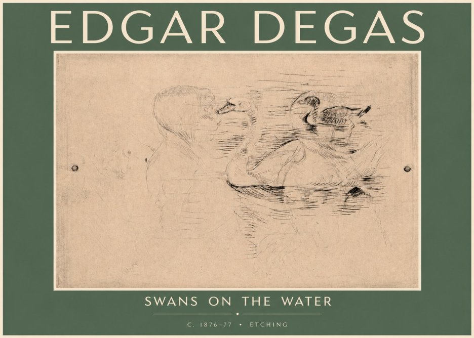 Edgar Degas Swans on the Water No4 - Póster