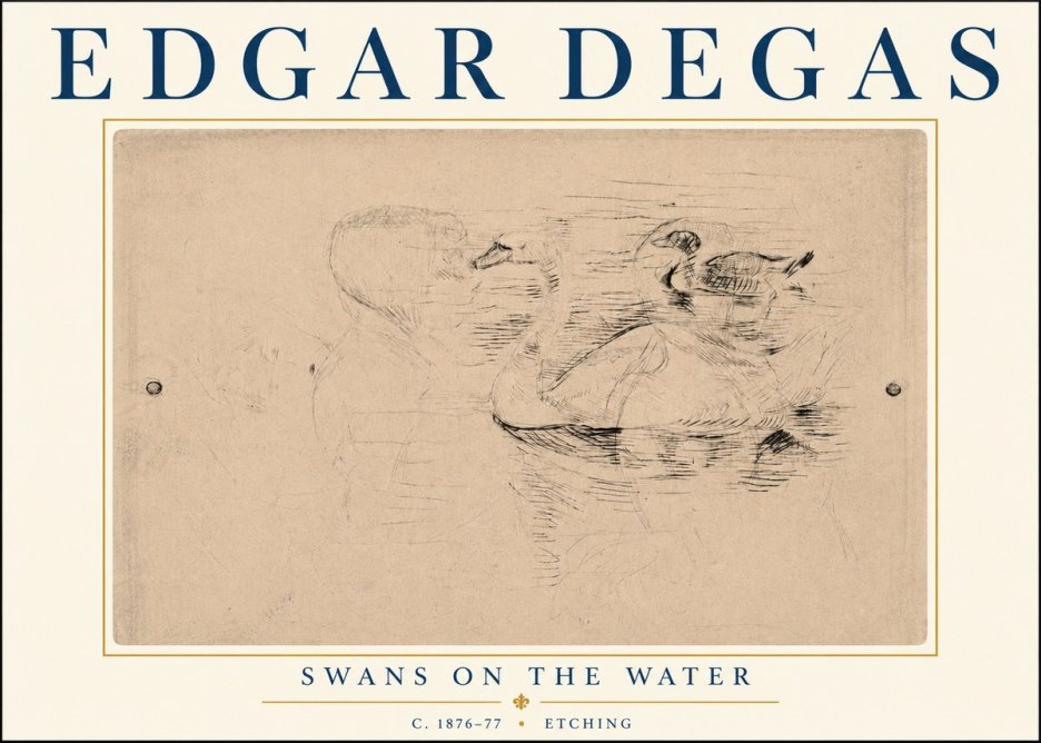 Edgar Degas Swans on the Water No6 - Póster