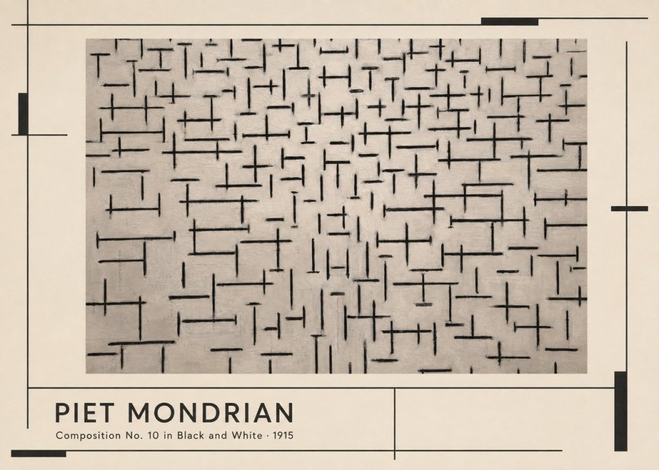 Piet Mondrian Composition No. 10 in Black and White No1 - Póster