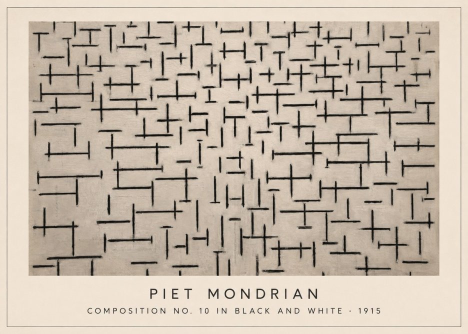 Piet Mondrian Composition No. 10 in Black and White No3 - Póster