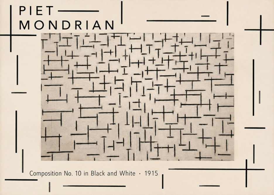 Piet Mondrian Composition No. 10 in Black and White No4 - Póster