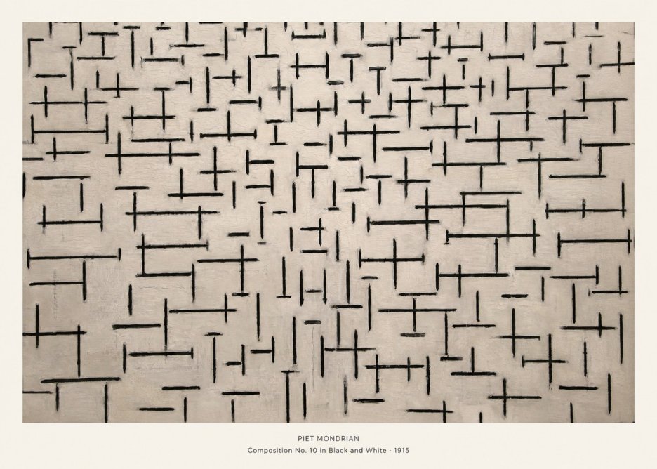 Piet Mondrian Composition No. 10 in Black and White No5 - Póster