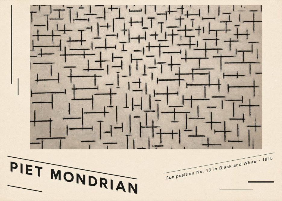 Piet Mondrian Composition No. 10 in Black and White No6 - Póster